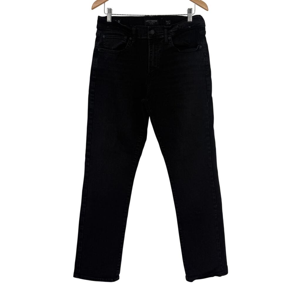 Lucky Brand Men 410 Athletic Straight Jean 32 X 32 Black Stretch Work Skate Goth